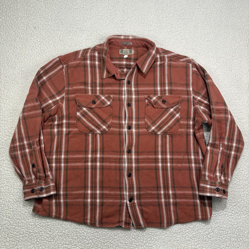 Duluth Trading Woodsy Flannel Untucked Button Shirt Plaid Mens‎ 2XL Heavy Cotton